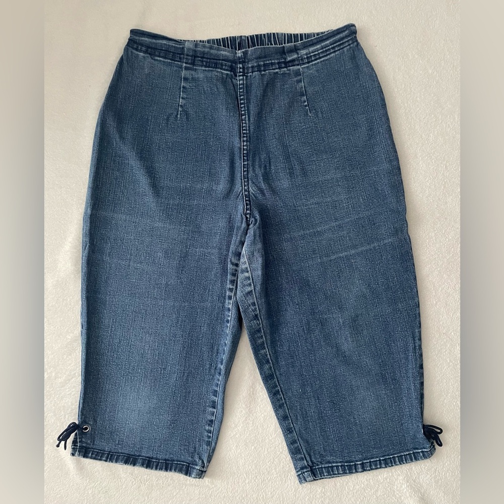 Croft & Barrow Vintage Women Capris Jeans M Blue Denim Stretch Straight Leg